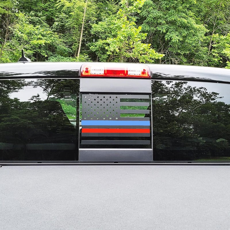 xinghe for Dodge Ram 2009 to 2024, American Flag Decals Stickers for Truck Back Middle Window, Matte Black USA Flag Decal - Image 4